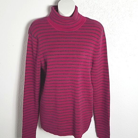 Old Navy Pink & Gray Stripe Turtleneck Sweater, Size XL - Picture 1 of 6